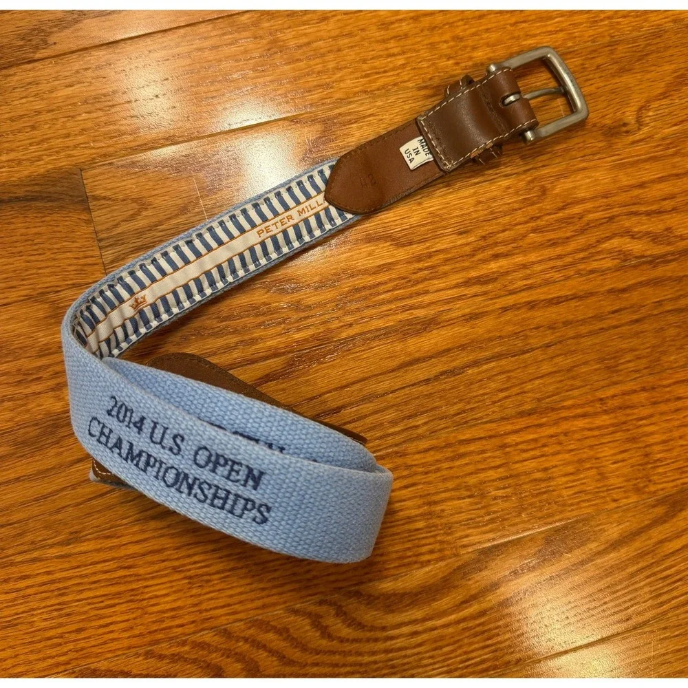 Peter Millar Pinehurst 2014 US Open 2014 Belt Canvas & Leather Golf Blue USA 42